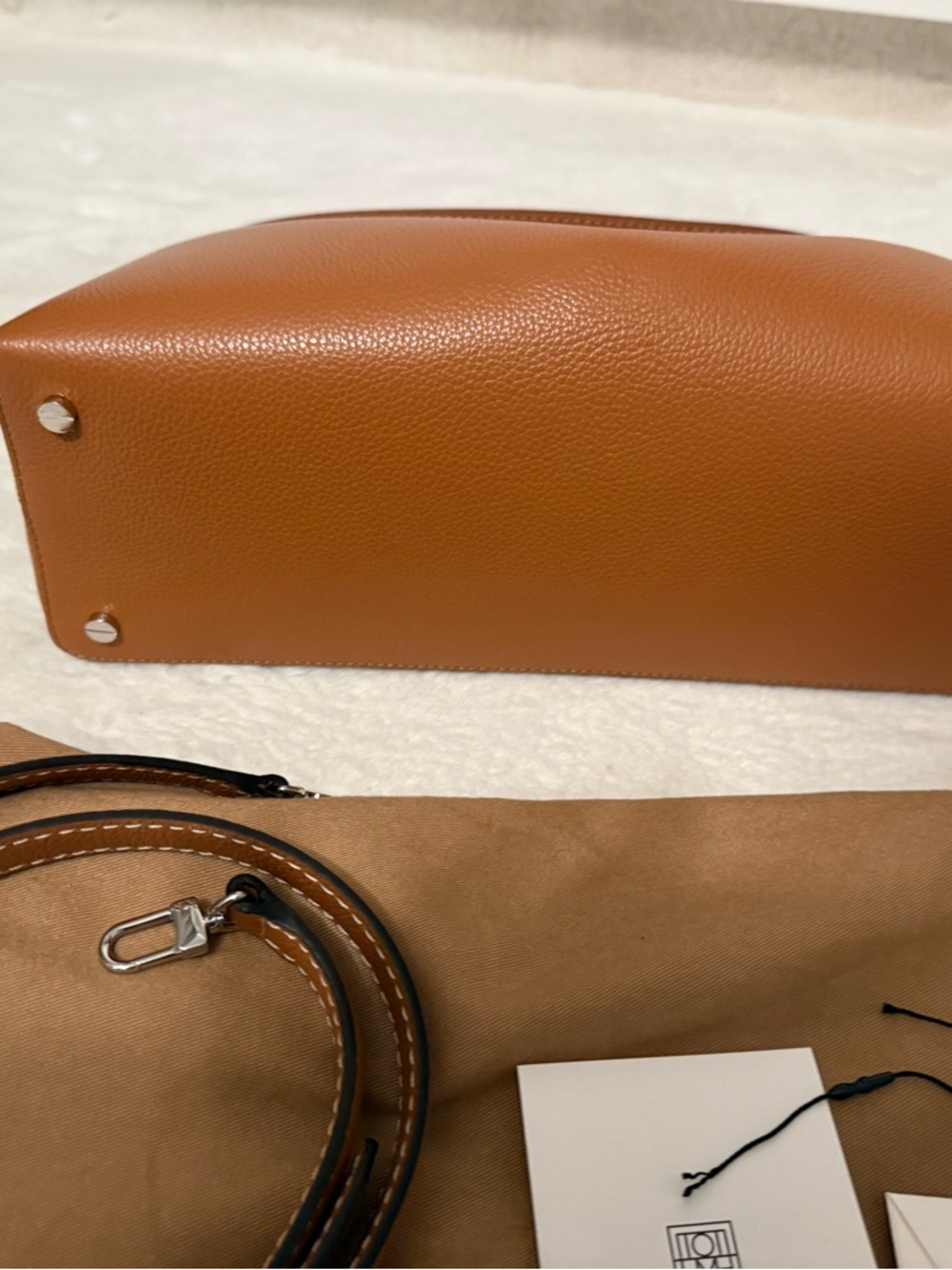 Toteme tan Pebbled Leather Shoulder Bag - Picture 16 of 16